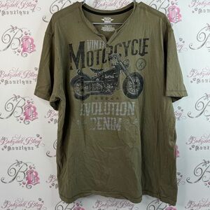Evolution denim T-shirt, biker, green, black Khaki Motorcycle Graphic Tee